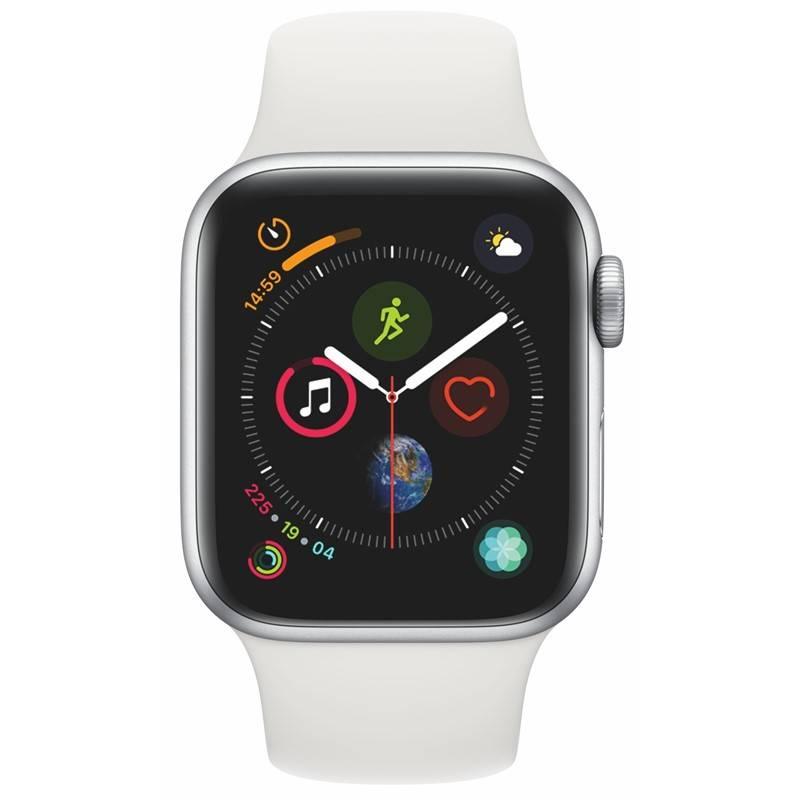 Chytré hodinky Apple Watch Series 4 GPS 40mm pouzdro ze stříbrného hliníku - bílý sportovní řemínek CZ verze, Chytré, hodinky, Apple, Watch, Series, 4, GPS, 40mm, pouzdro, ze, stříbrného, hliníku, bílý, sportovní, řemínek, CZ, verze
