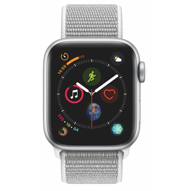 Chytré hodinky Apple Watch Series 4 GPS 40mm pouzdro ze stříbrného hliníku - mušlově bílý provlékací sportovní řemínek CZ verze