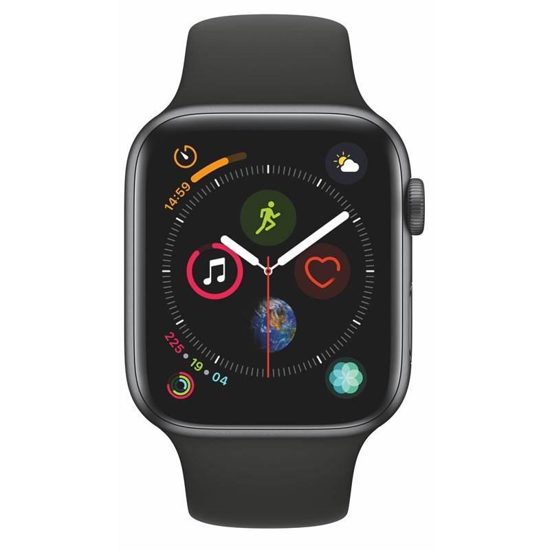 Chytré hodinky Apple Watch Series 4 GPS 44mm pouzdro z vesmírně šedého hliníku - černý sportovní řemínek CZ verze
