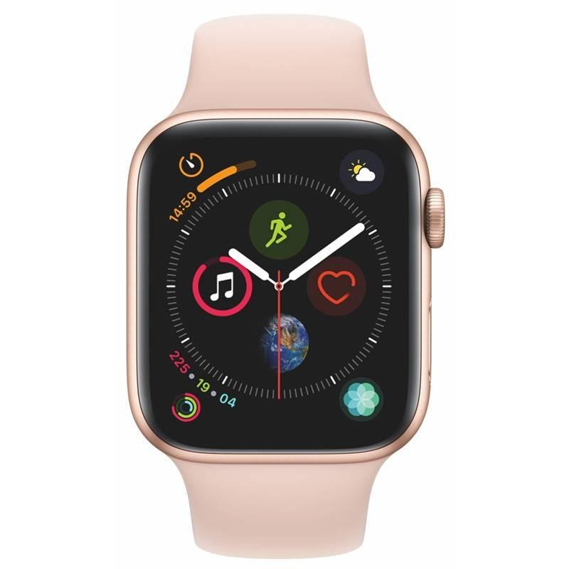 Chytré hodinky Apple Watch Series 4 GPS 44mm pouzdro ze zlatého hliníku - pískově růžový sportovní řemínek CZ verze