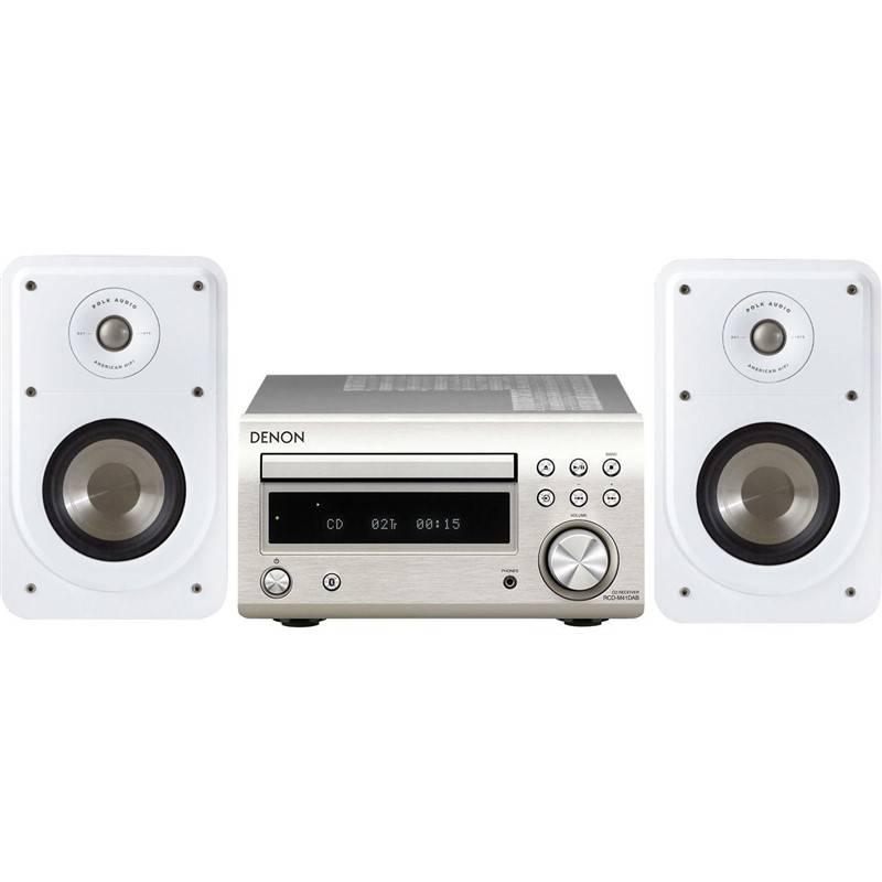 Mikrosystém Denon RCD-M41 DAB reproduktory Polk Signature S15E stříbrný bílý