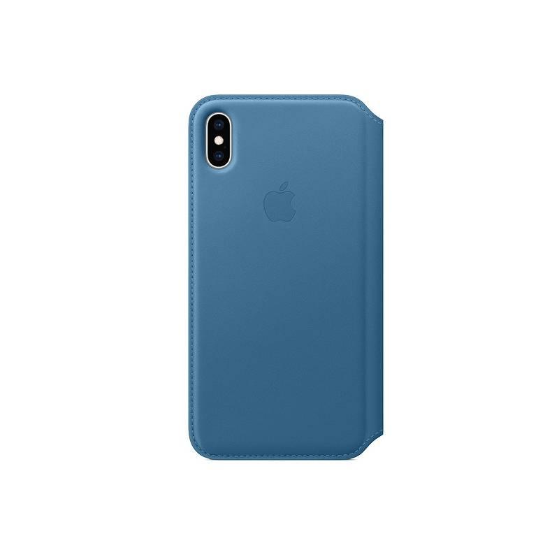 Pouzdro na mobil flipové Apple Leather Folio pro iPhone Xs Max - modrošedé
