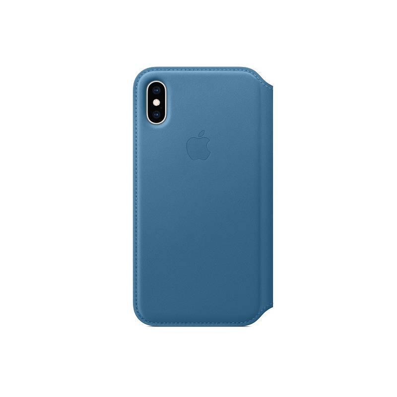 Pouzdro na mobil flipové Apple Leather Folio pro iPhone Xs - modrošedé