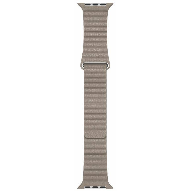Řemínek Apple Watch 44mm kamenně šedý kožený - střední