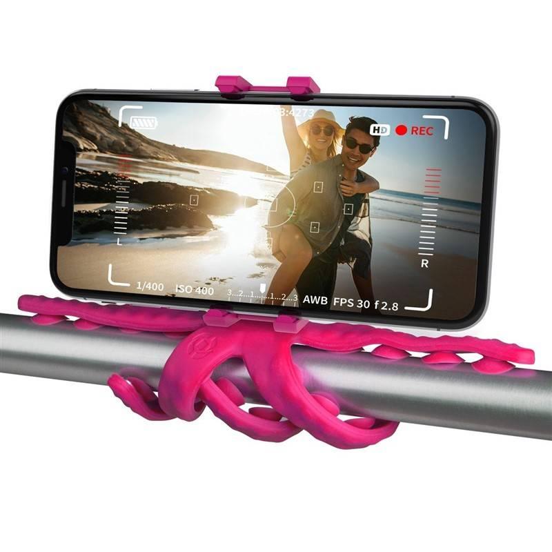 Držák na mobil Celly Squiddy s přísavkami pro telefony do 6,2" růžový