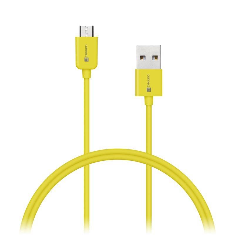 Kabel Connect IT Wirez USB micro USB, 1m žlutý, Kabel, Connect, IT, Wirez, USB, micro, USB, 1m, žlutý