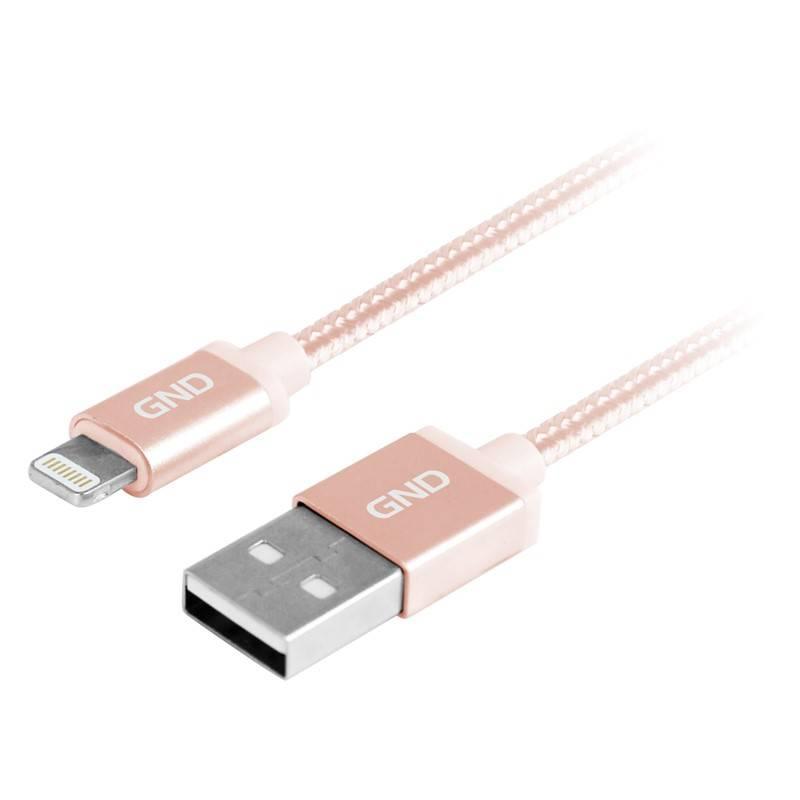 Kabel GND USB lightning MFI, 1m, opletený zlatý, Kabel, GND, USB, lightning, MFI, 1m, opletený, zlatý