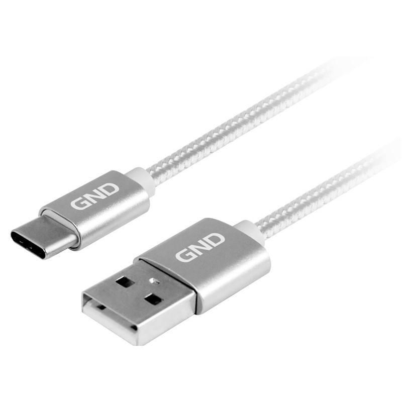 Kabel GND USB USB-C, 1m, opletený titanium, Kabel, GND, USB, USB-C, 1m, opletený, titanium