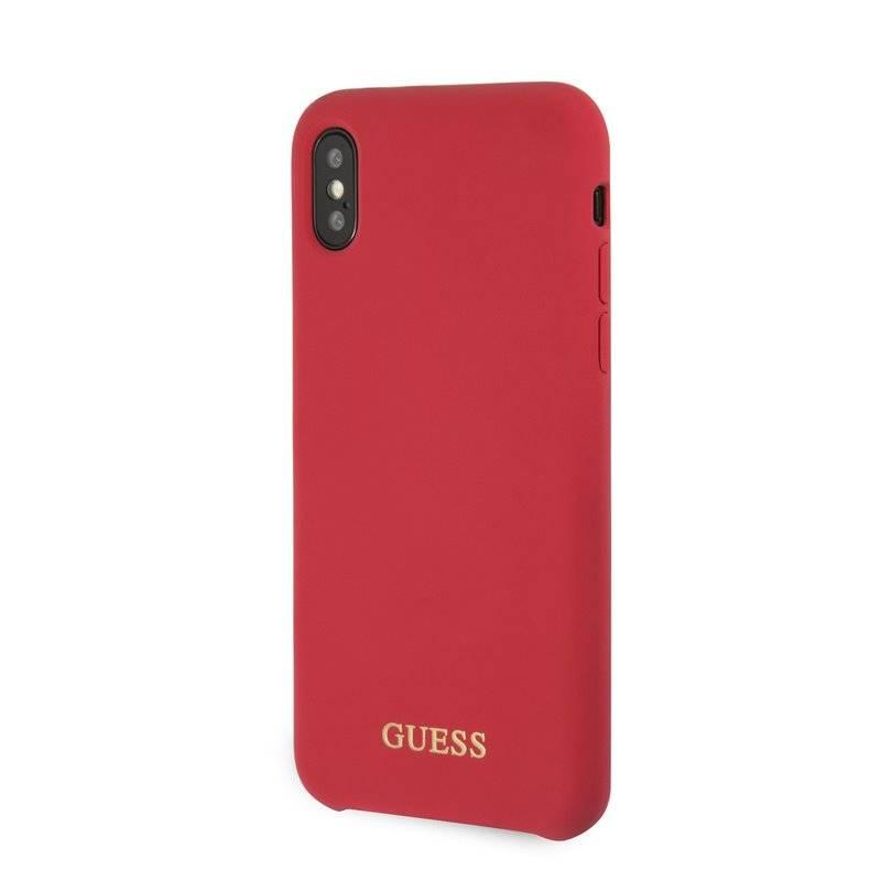 Kryt na mobil Guess Silicone Cover pro Apple iPhone X XS červený, Kryt, na, mobil, Guess, Silicone, Cover, pro, Apple, iPhone, X, XS, červený