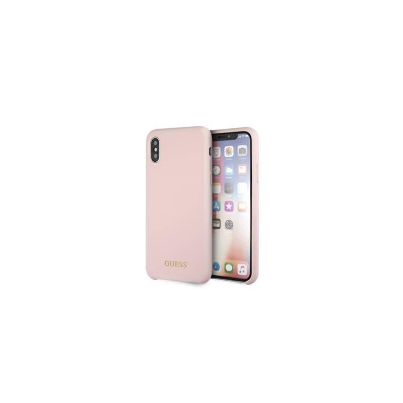 Kryt na mobil Guess Silicone Cover pro Apple iPhone X XS - světle růžový