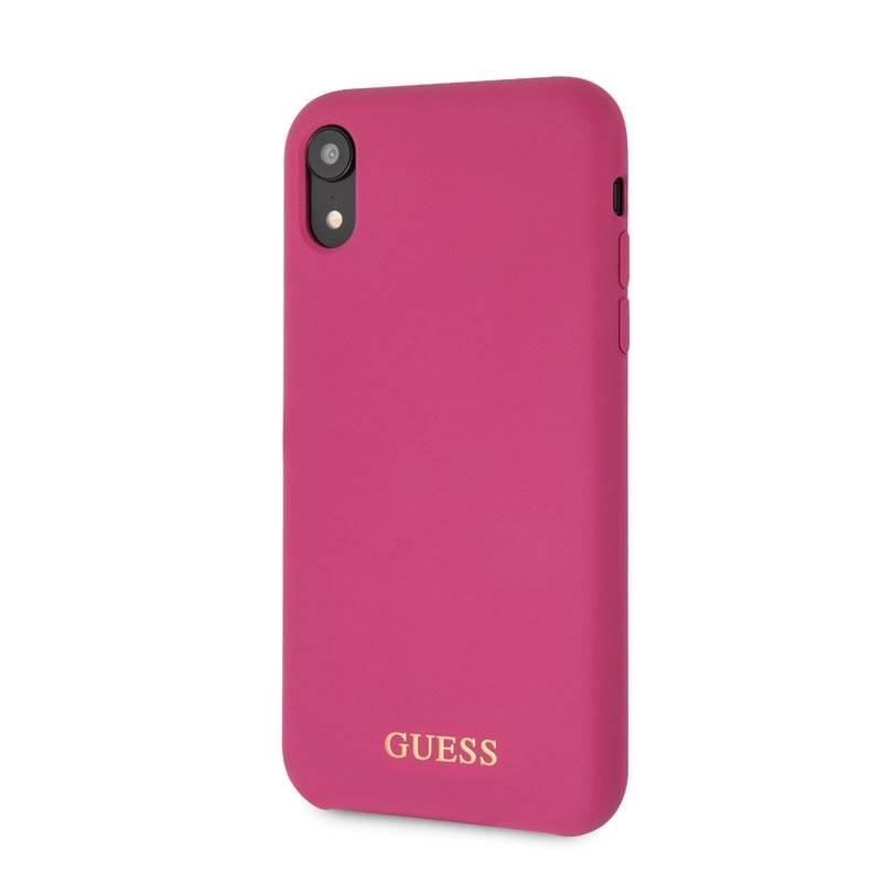 Kryt na mobil Guess Silicone Cover pro Apple iPhone XR - tmavě růžový