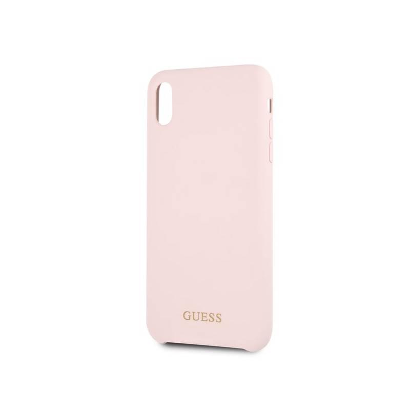 Kryt na mobil Guess Silicone Cover pro Apple iPhone Xs Max - světle růžový, Kryt, na, mobil, Guess, Silicone, Cover, pro, Apple, iPhone, Xs, Max, světle, růžový