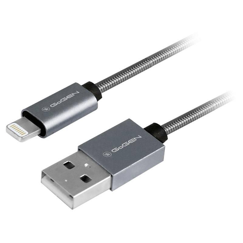 Kabel GoGEN USB lightning, 1m, ocelový,