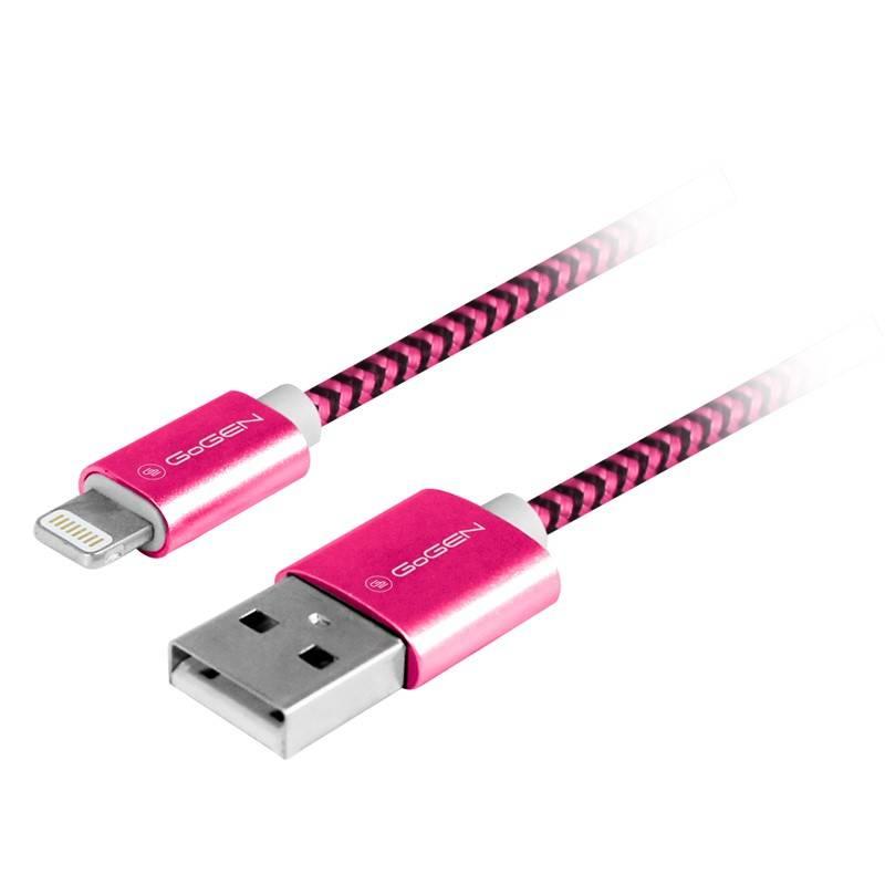 Kabel GoGEN USB lightning, 1m, opletený fialový, Kabel, GoGEN, USB, lightning, 1m, opletený, fialový