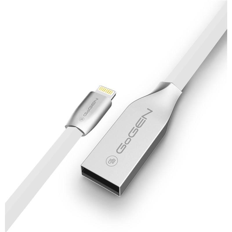 Kabel GoGEN USB lightning, 1m, plochý bílý, Kabel, GoGEN, USB, lightning, 1m, plochý, bílý