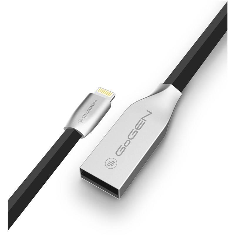 Kabel GoGEN USB lightning, 1m, plochý černý, Kabel, GoGEN, USB, lightning, 1m, plochý, černý