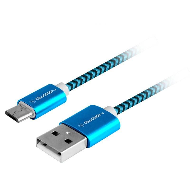 Kabel GoGEN USB micro USB, 1m, opletený modrý, Kabel, GoGEN, USB, micro, USB, 1m, opletený, modrý