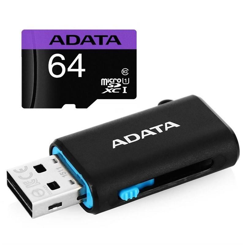 Paměťová karta ADATA Micro SDXC 64GB UHS-I OTG čtečka USB 2.0 microUSB, Paměťová, karta, ADATA, Micro, SDXC, 64GB, UHS-I, OTG, čtečka, USB, 2.0, microUSB