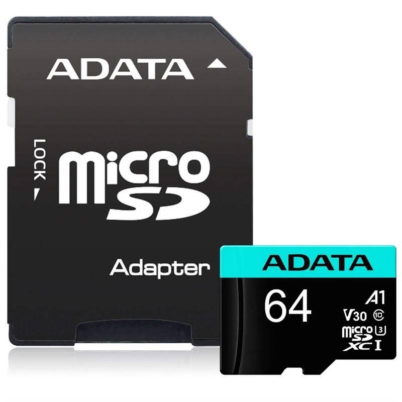 Paměťová karta ADATA Premier Pro Micro SDXC 64GB UHS-I U3 adaptér, Paměťová, karta, ADATA, Premier, Pro, Micro, SDXC, 64GB, UHS-I, U3, adaptér