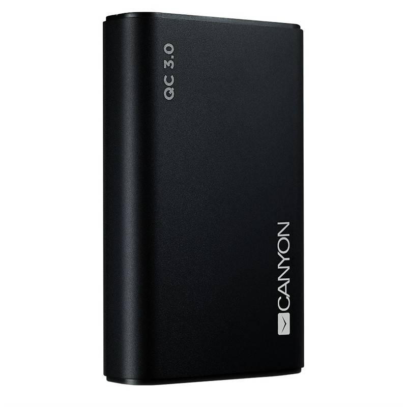 Powerbank Canyon 10000mAh, USB-C, QC 3.0 černá