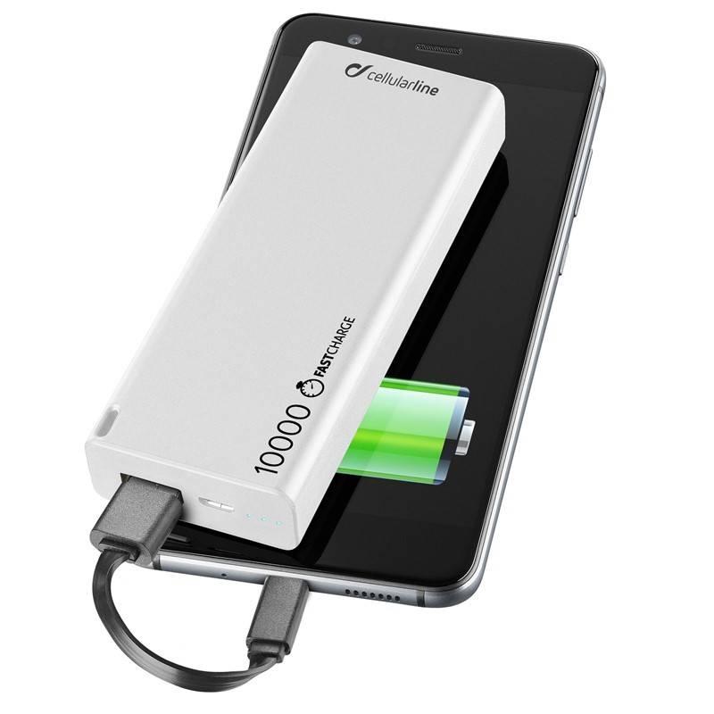Powerbank CellularLine Freepower Slim, 10000mAh bílá
