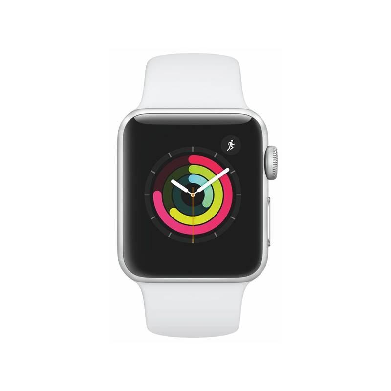 Chytré hodinky Apple Watch Series 3 GPS 38mm pouzdro ze stříbrného hliníku - bílý sportovní řemínek