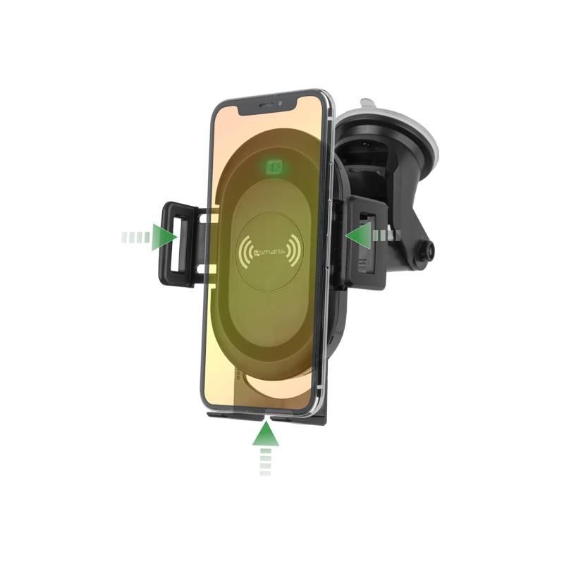 Držák na mobil 4smarts VoltBeam Sensor s bezdrátovým dobíjením černý