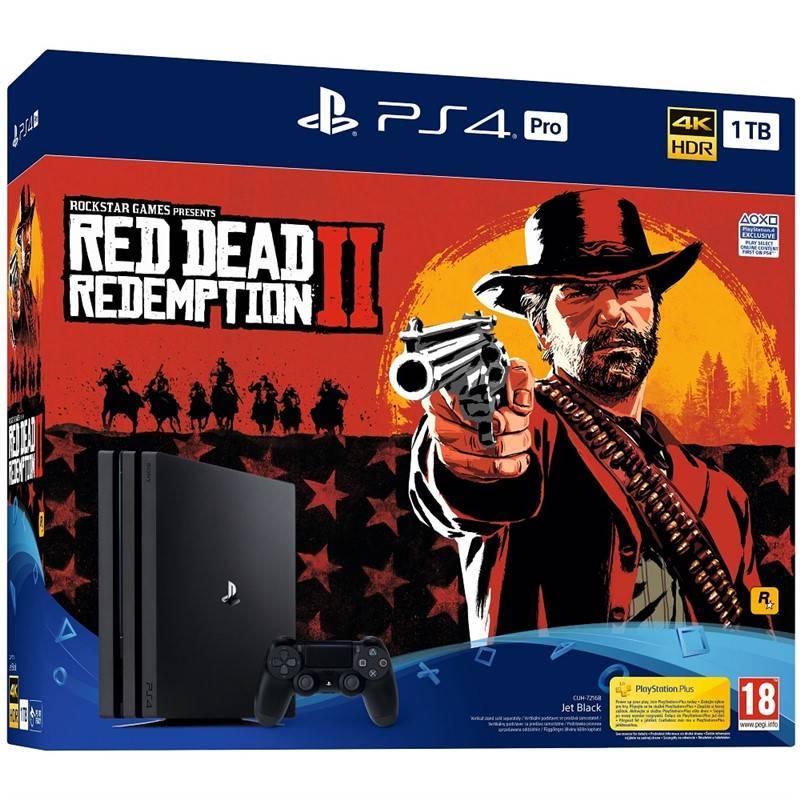 Herní konzole Sony PlayStation 4 Pro 1TB Red Dead Redemption 2 černá