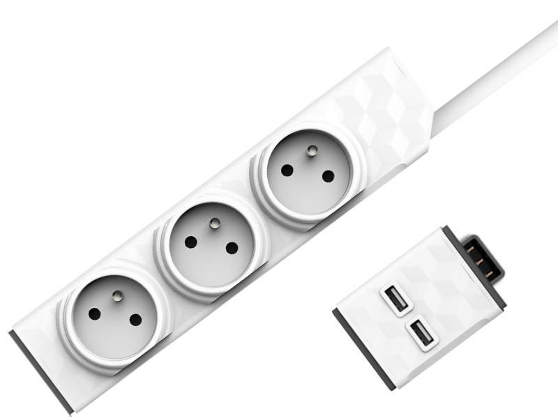 Kabel prodlužovací Powercube PowerStrip Modular 3m USB modul bílý