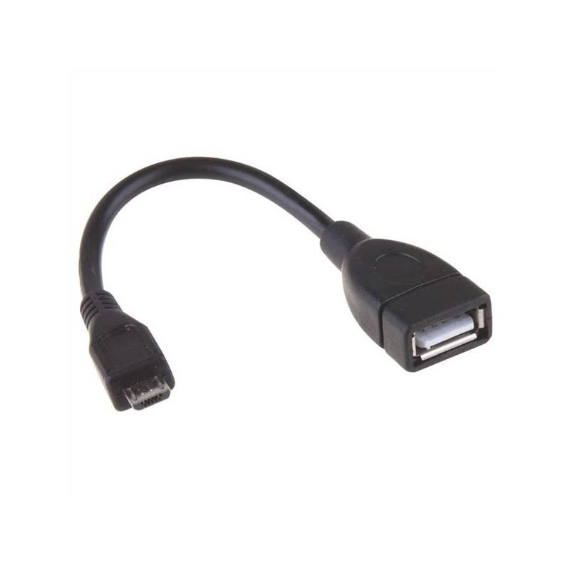 Kabel EMOS USB MicroUSB, 15cm, OTG černý