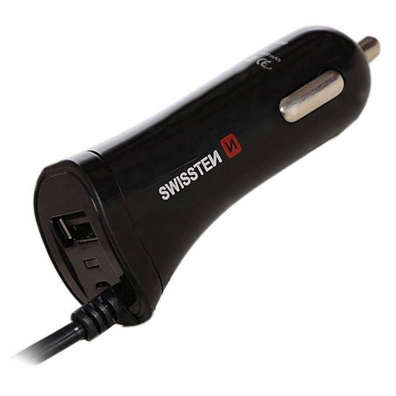 Adaptér do auta Swissten USB-C, USB, 2,4A černý