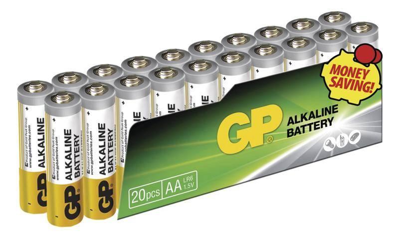 Baterie alkalická GP AA, LR06, fólie 20ks, Baterie, alkalická, GP, AA, LR06, fólie, 20ks