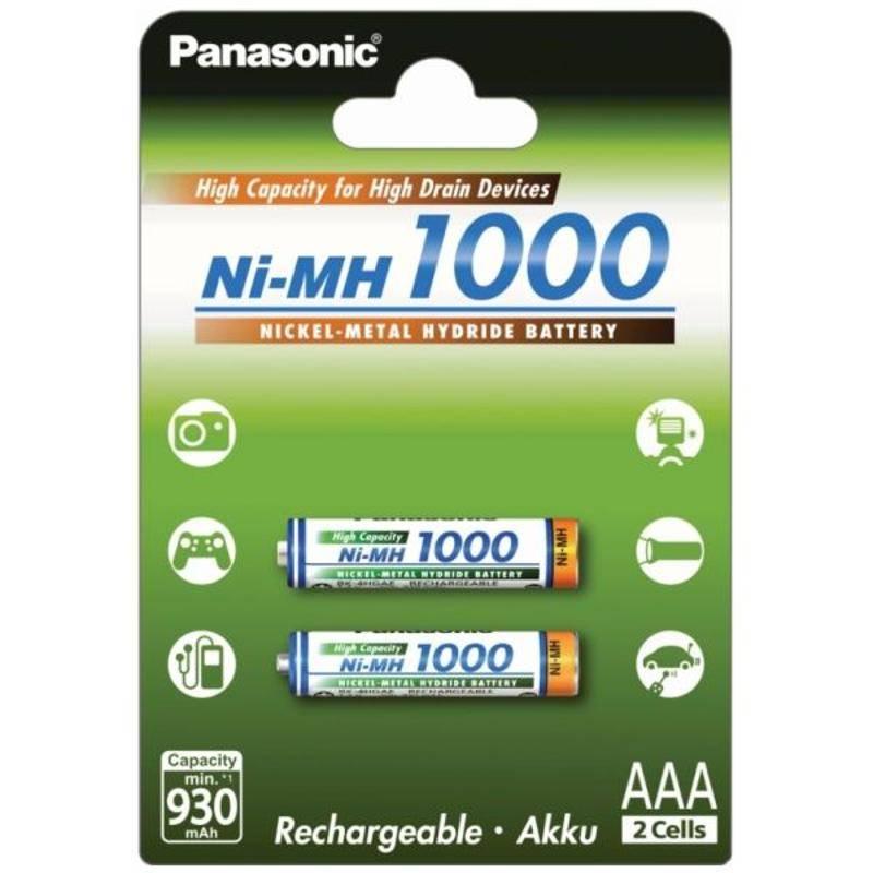Baterie nabíjecí Panasonic AAA, HR03, 1000mAh, Ni-MH, blistr 2ks