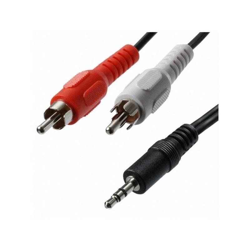 Kabel AQ 3,5 mm jack na 2x RCA konektor, M M, 3 m černá barva, Kabel, AQ, 3,5, mm, jack, na, 2x, RCA, konektor, M, M, 3, m, černá, barva
