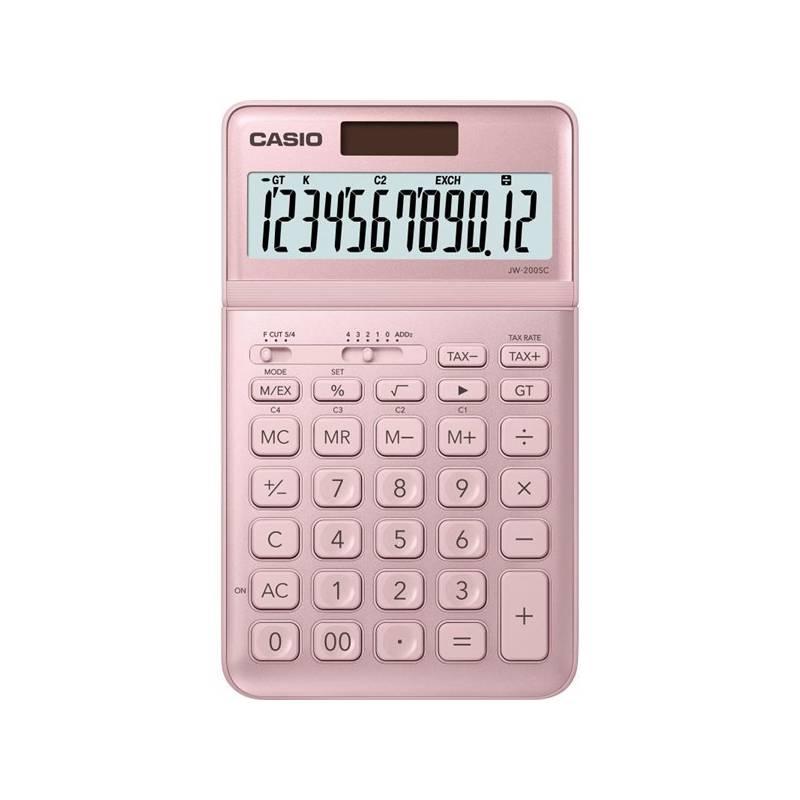 Kalkulačka Casio JW 200 SC PK růžová, Kalkulačka, Casio, JW, 200, SC, PK, růžová