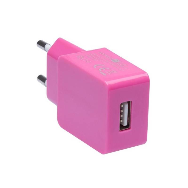 Nabíječka do sítě Connect IT COLORZ USB, 1A růžová
