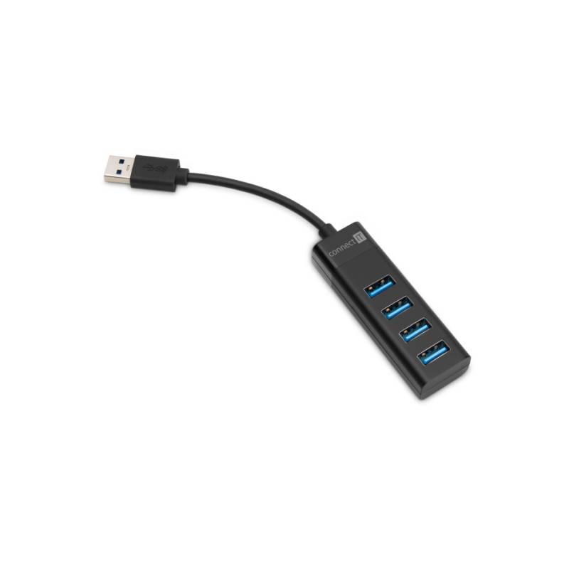 USB Hub Connect IT 4 porty USB 3.0 černý, USB, Hub, Connect, IT, 4, porty, USB, 3.0, černý
