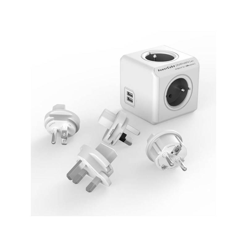 Cestovní adaptér Powercube Rewirable USB Travel Plugs - šedý šedý, Cestovní, adaptér, Powercube, Rewirable, USB, Travel, Plugs, šedý, šedý