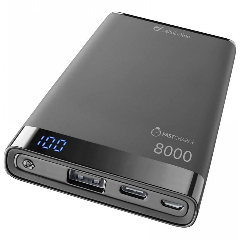 Powerbank CellularLine Freepower Manta S 8000mAh, USB-C černá