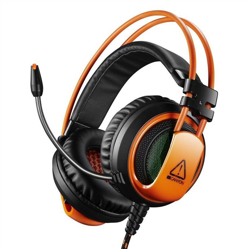 Headset Canyon CND-SGHS5, USB 3,5mm jack černý oranžový, Headset, Canyon, CND-SGHS5, USB, 3,5mm, jack, černý, oranžový