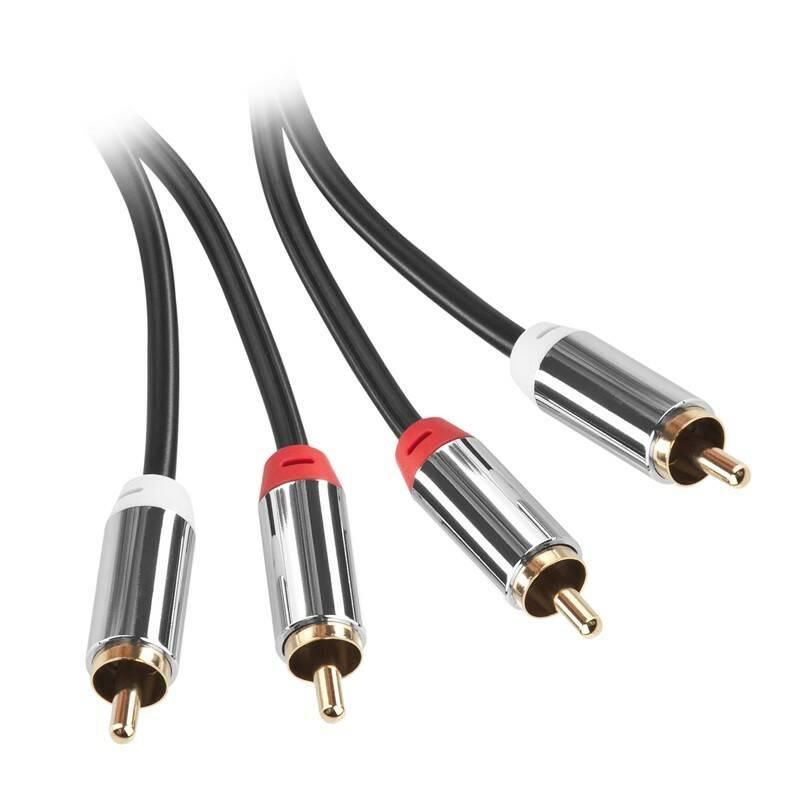 Kabel GoGEN 2x Cinch 2x Cinch, 5m, pozlacené konektory černý