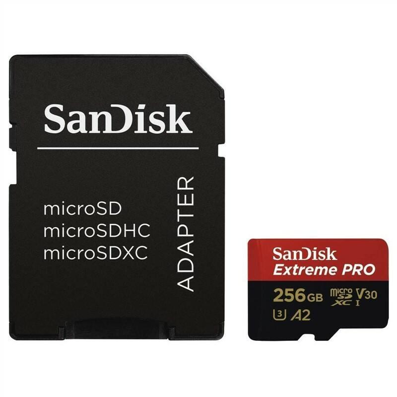 Paměťová karta Sandisk Micro SDXC Extreme Pro 256GB A2 C10 V30 UHS-I adapter