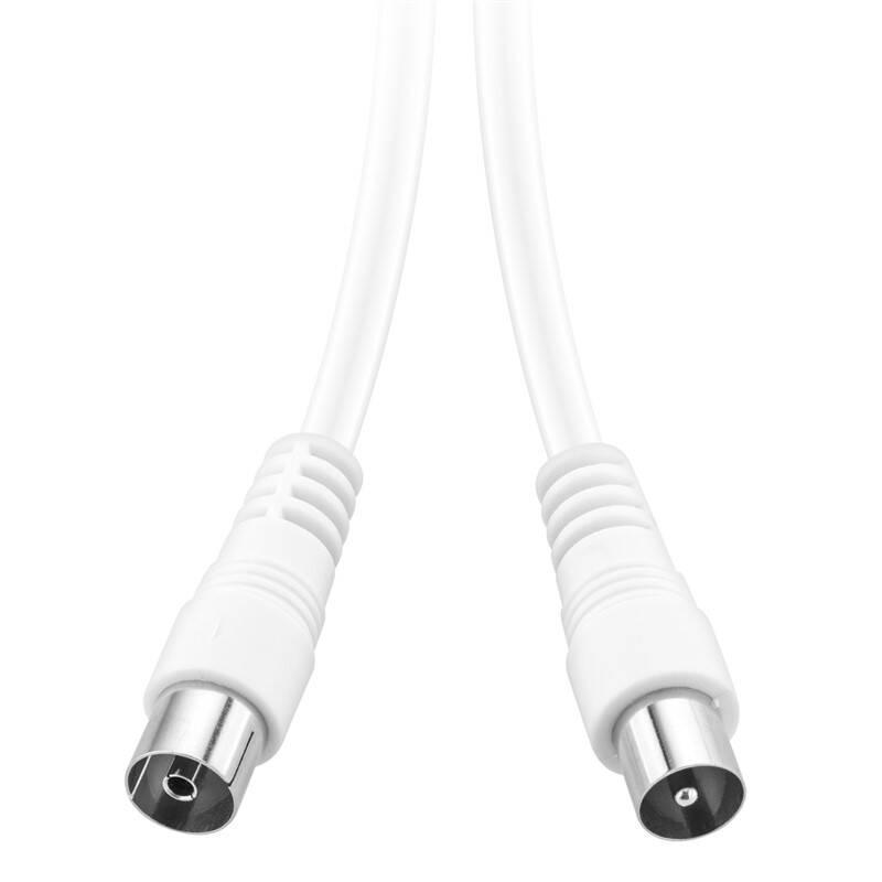 Koaxiální kabel GoGEN 1,2m, rovný konektor bílý