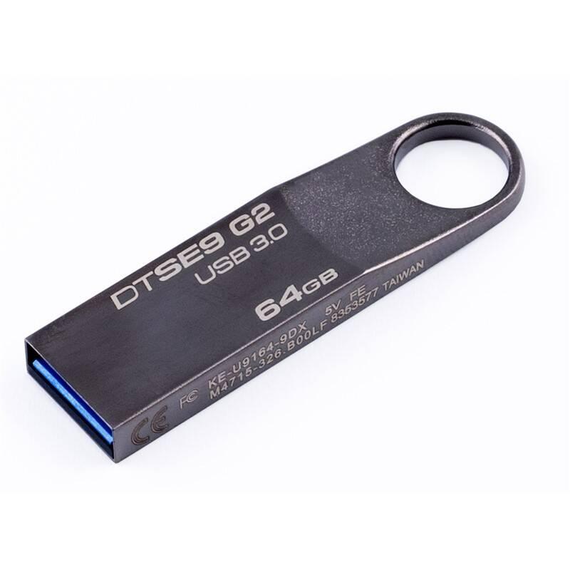 USB Flash Kingston DataTraveler SE9 G2 Premium 64GB šedý kovový