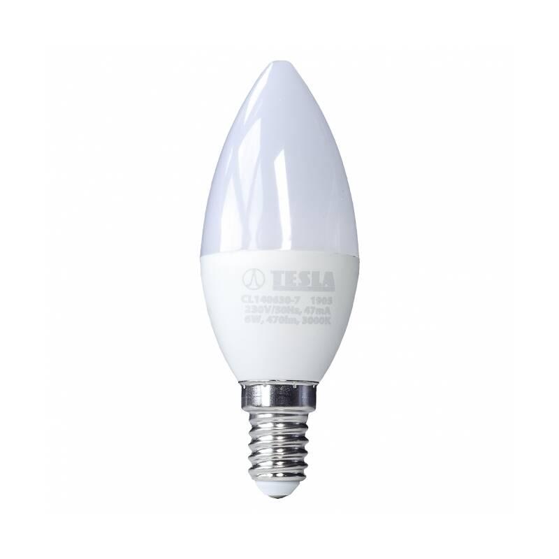 Žárovka LED Tesla svíčka, 6W, E14, teplá bílá