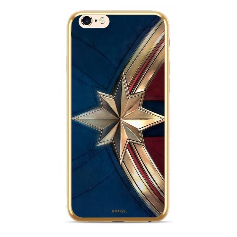 Kryt na mobil Marvel Premium Glass Captain Marvel pro Apple iPhone 7 8 Plus modrý