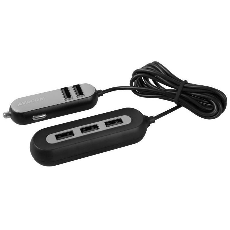 Adaptér do auta Avacom CarHUB 5x USB černý