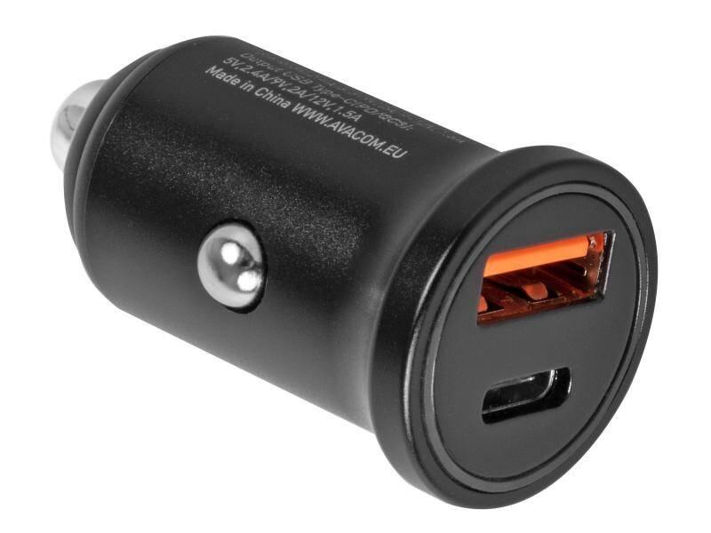 Adaptér do auta Avacom CarPRO 2, 1x USB, 1x USB-C PD černý