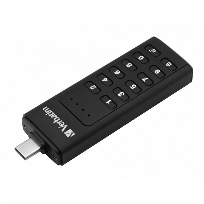 USB Flash Verbatim Keypad Secure, 128GB, USB-C černý