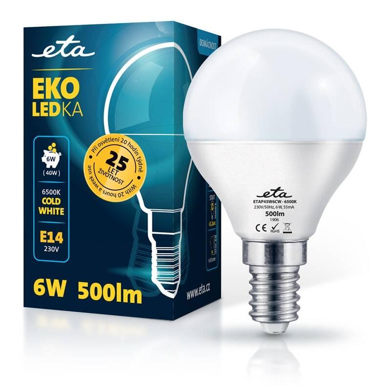 Žárovka LED ETA EKO LEDka mini globe 6W, E14, studená bílá, Žárovka, LED, ETA, EKO, LEDka, mini, globe, 6W, E14, studená, bílá